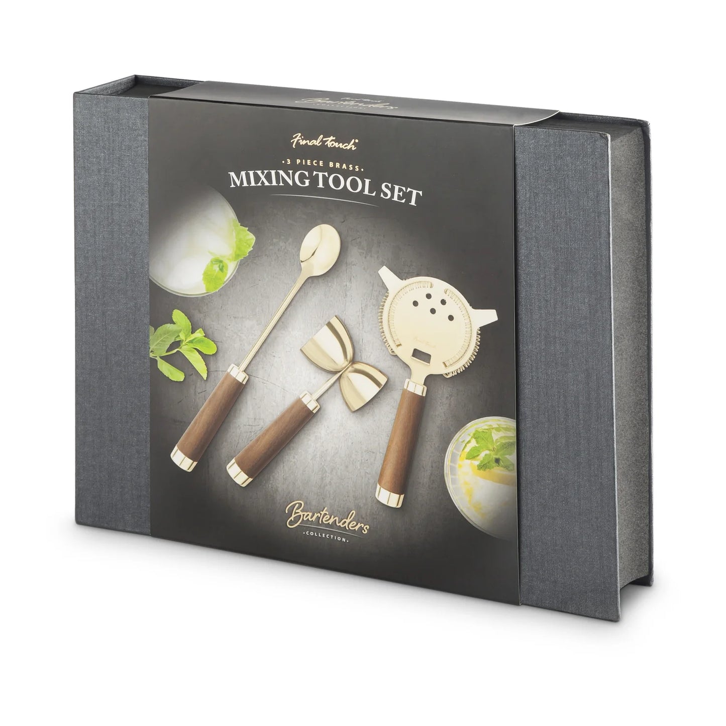 Final Touch Brass Cocktail Mixing Tool Set