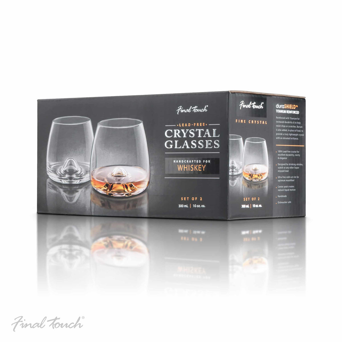 Final Touch 2 Crystal Whiskey Glasses