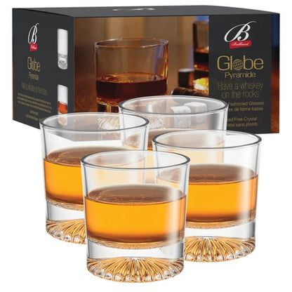 Brilliant Globe Set of 4 Pyramid Old Fashion Whisky Glasses